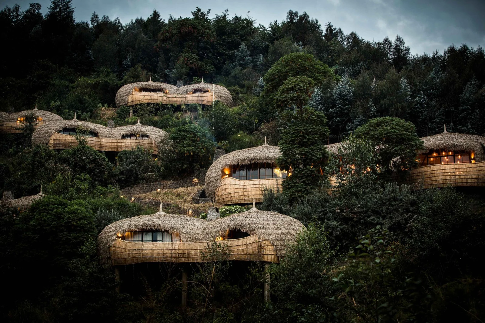 Bisate Lodge luxury forest villas near Volcanoes National Park Rwanda