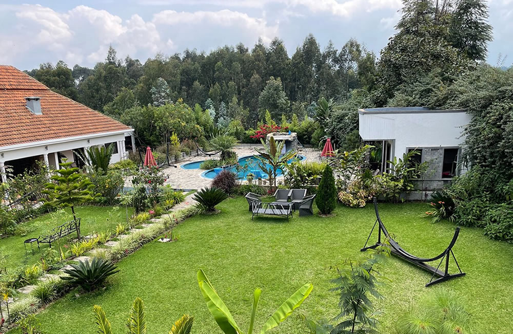 Five Volcanoes Boutique Hotel with volcano views in Kinigi Rwanda